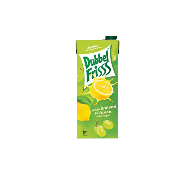 Fruitdrank DubbelFrisss witte druif citroen pak 1500ml