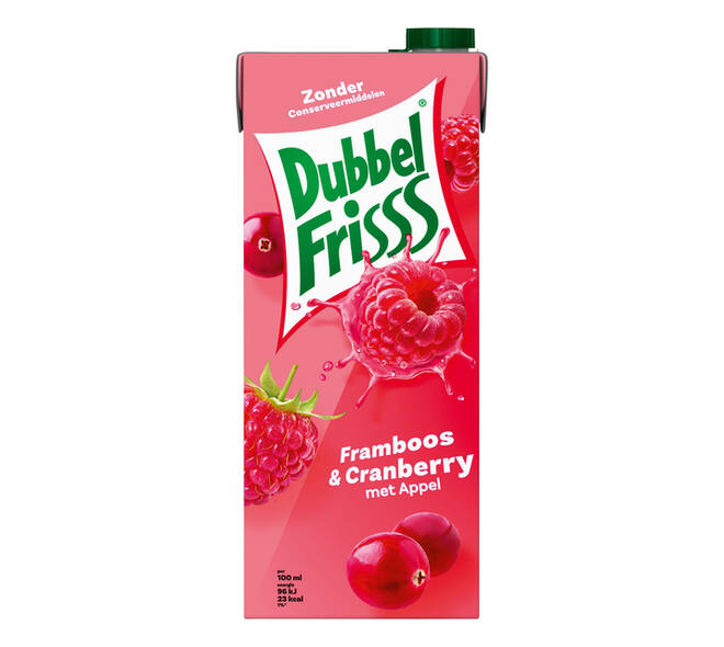 Fruitdrank DubbelFrisss framboos zwarte bes pak 1500ml