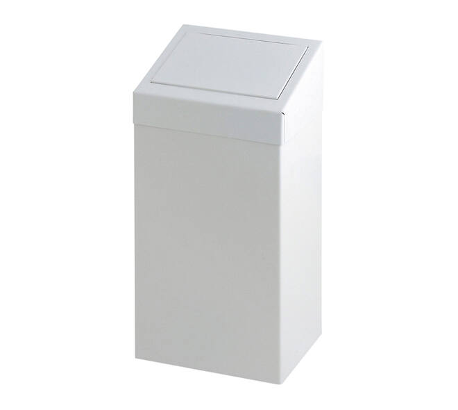 Afvalbak Vepa Bins met pushdeksel 50 liter metaal wit