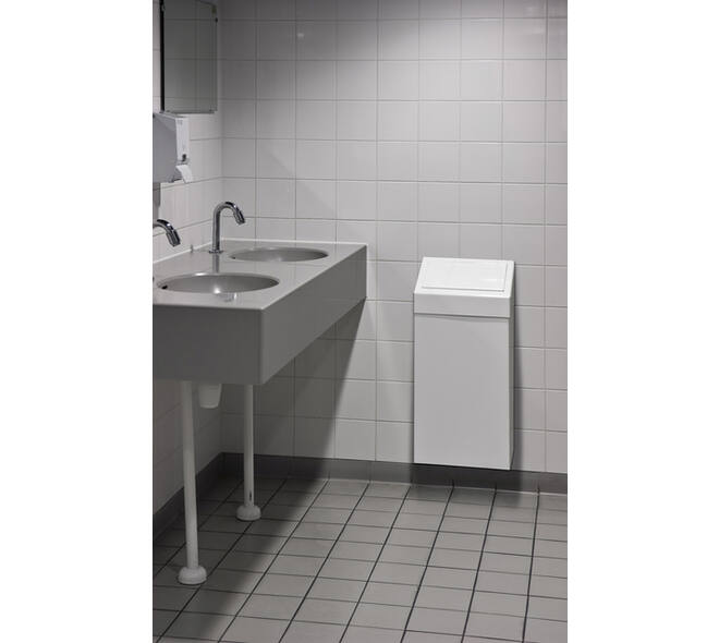 Afvalbak Vepa Bins met pushdeksel 50 liter metaal wit