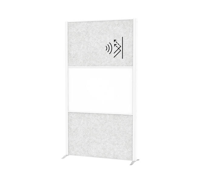 Scheidingswand MAUL akoestiek lichtgrijs/whiteboard voet