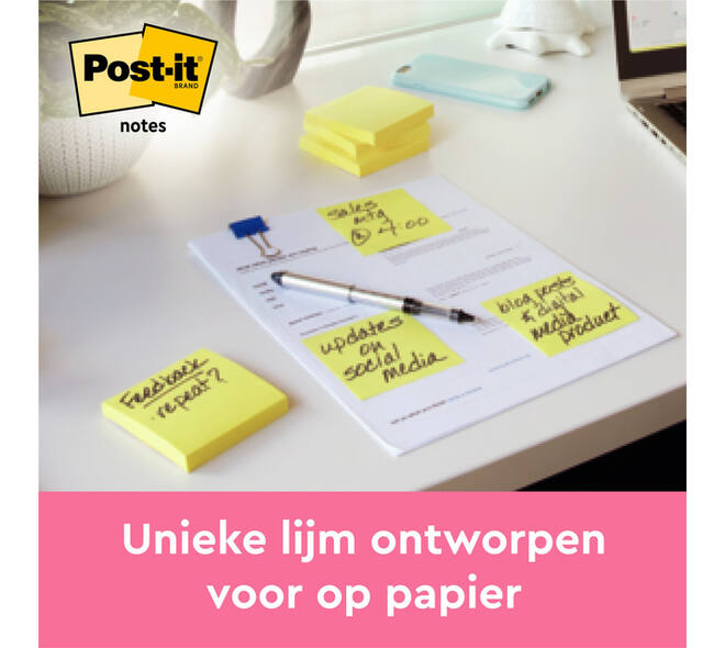 Memoblok 3M Post-it 563 101x101mm geel 200 vel