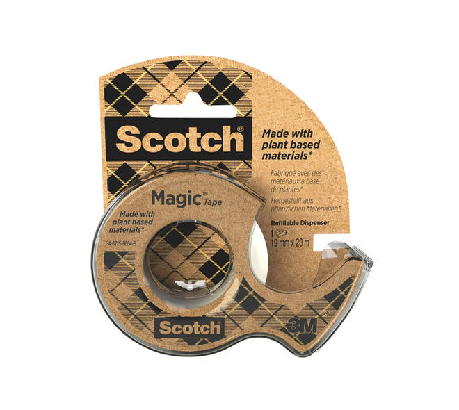 Plakband Scotch Magic 919 19mmx20m transparant + gerecyclede afroller
