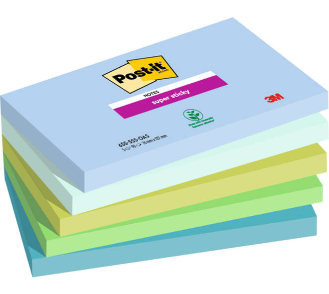 Memoblok 3M Post-it 655 76mmx127mm Super Sticky Oasis 5 stuks