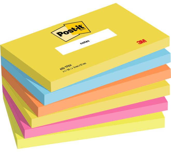 Memoblok 3M Post-it 655 76x127mm Energetic Colours 6 stuks