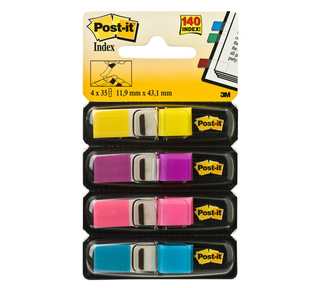 Indextabs 3M Post-it 683 11.9x43.2mm 4 kleuren 140 stuks