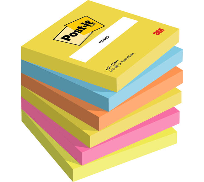 Memoblok 3M Post-it 654 76x76mm Energetic Colours 6 stuks