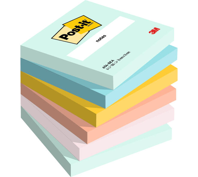 Memoblok 3M Post-it 654 76x76mm Beachside Colour 6 stuks