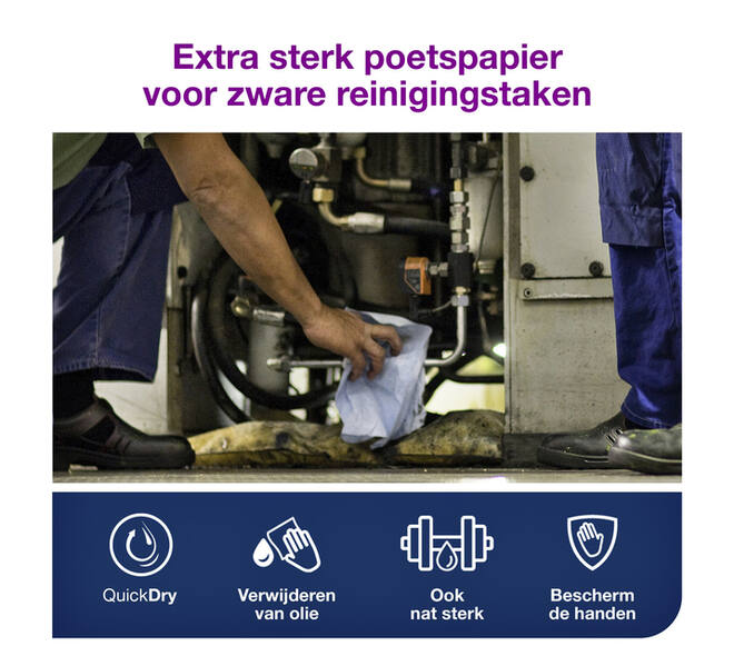 Reinigingsdoek Tork W4 Premium Industrial Heavy-Duty gevouwen 3-laags 5x100 vel blauw 130082
