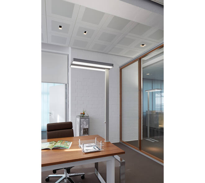 Werkpleklamp tafelklem MAUL Juvis LED beweging- daglichtsensor dimbaar hg 120cm zilver