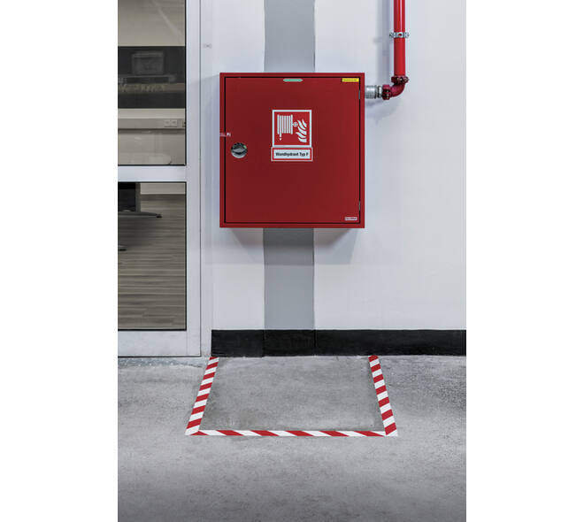 Vloermarkeringstape DURALINE 50mmx30m rood-wit