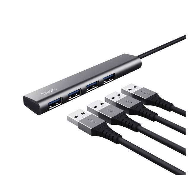 Hub Trust Halyx 4-port USB-A zilver