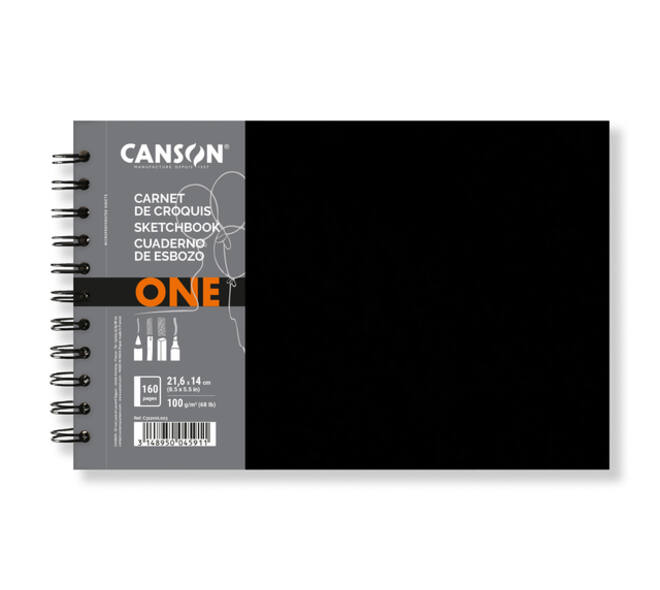 Schetsboek Canson Art Book One spiraalgebonden 160vel 100gr 216x140mm wit