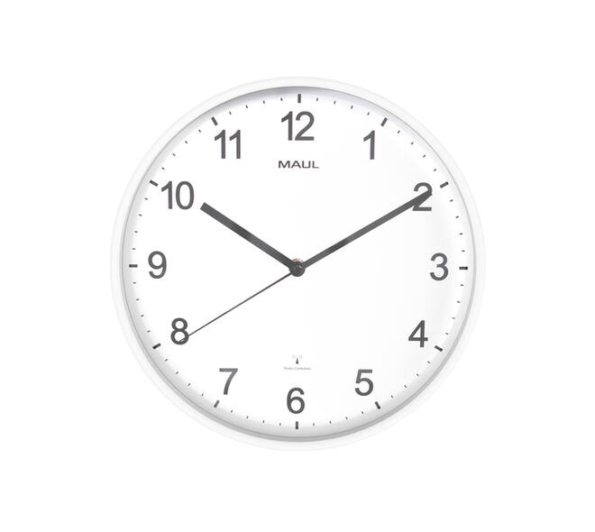 Wandklok MAUL Sprint RC Ø30x5cm kunststof wit/wit incl batterij