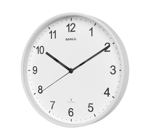Wandklok MAUL Sprint RC Ø30x5cm kunststof wit/wit incl batterij