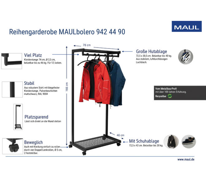 Garderoberek MAUL Bolero 166x78x46cm mobiel