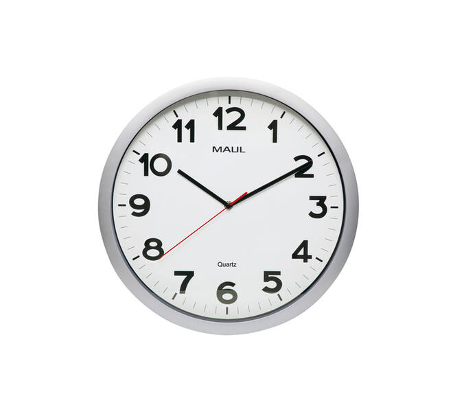 Wandklok MAUL Step Quartz Ø40x5cm kunststof zilver/wit stildraaiend