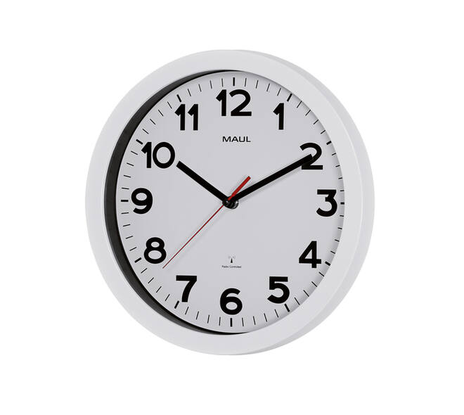 Wandklok MAUL Step RC Ø30x5cm kunststof wit/wit