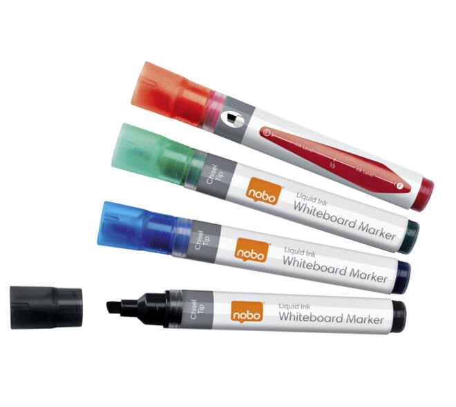 Whiteboardmarker Nobo Liquid ink schuin assorti 4mm 10stuks