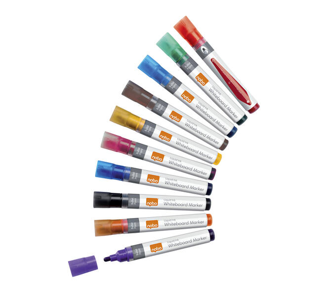 Whiteboardmarker Nobo Liquid ink rond assorti 3mm 10stuks
