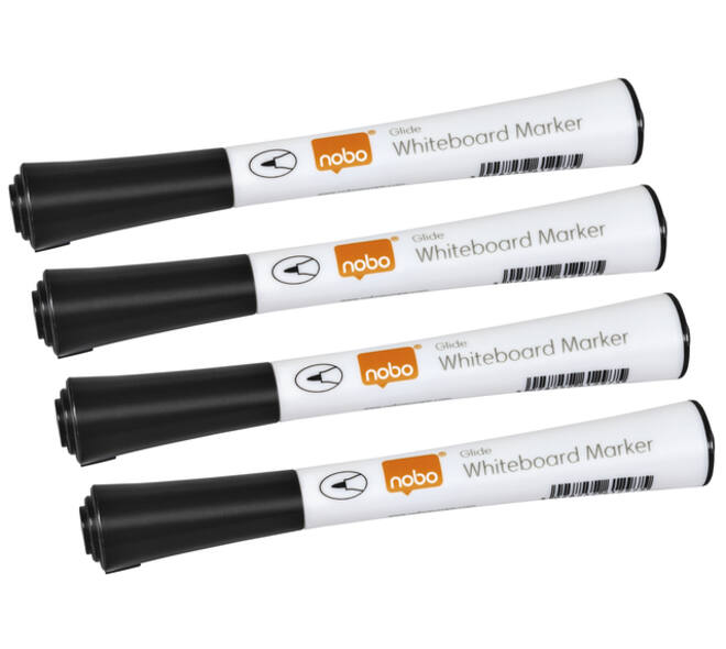 Whiteboardmarker Nobo Glide fijn zwart 1mm 4stuks