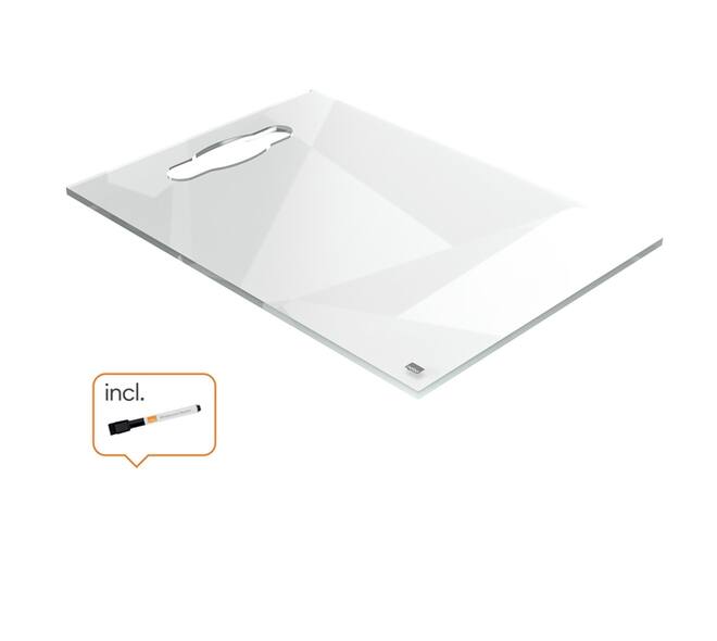 Notitiebord Nobo transparant acryl met handgreep A4