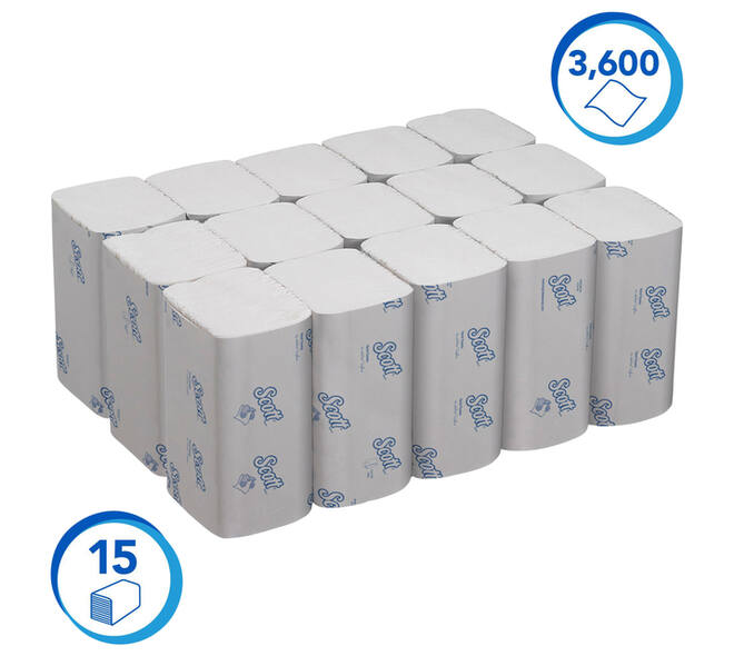 Handdoek Scott Essential i-vouw 1-laags 200x318mm 15x240 vel wit 6669