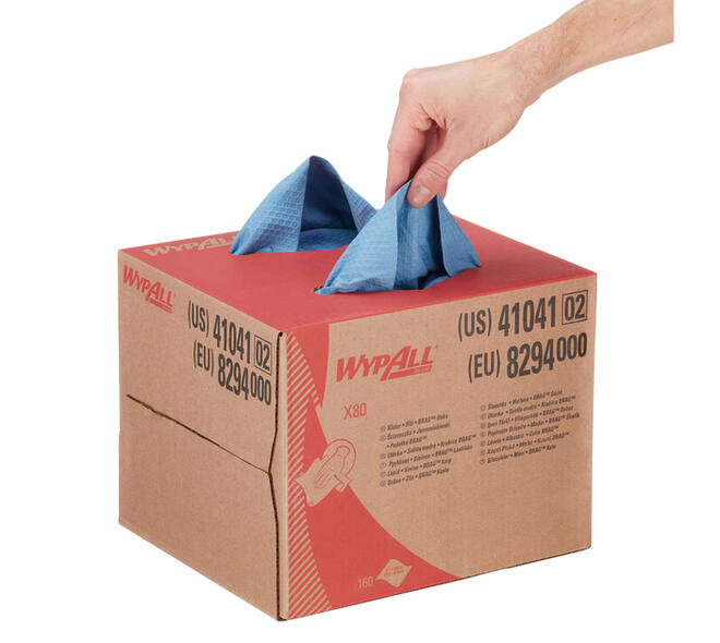Reinigingsdoek WypAll X80 PowerClean dispenserdoos 1-laags 160 vel blauw 8294