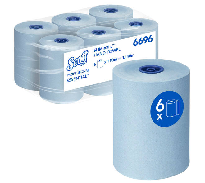 Handdoekrol Scott Essential Slimroll 1-laags 190m blauw 6696