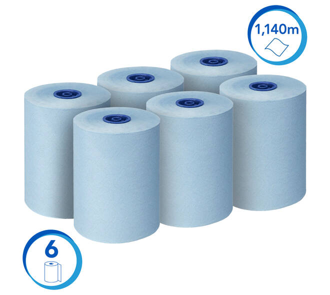 Handdoekrol Scott Essential Slimroll 1-laags 190m blauw 6696