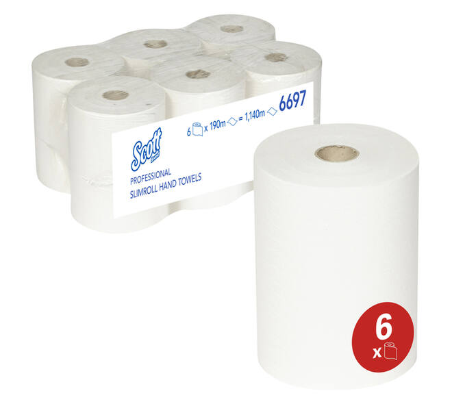 Handdoekrol Scott Slimroll 1-laags 190m wit 6697
