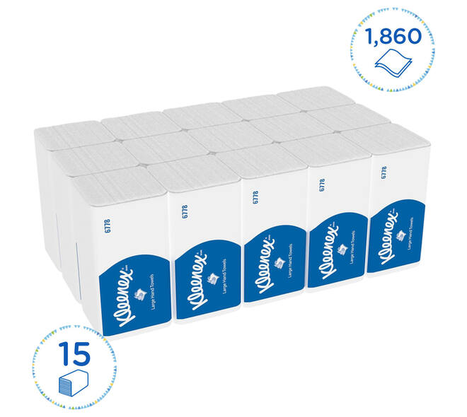 Handdoek Kleenex Ultra i-vouw 2-laags 215x318mm 15x124 vel wit 6778