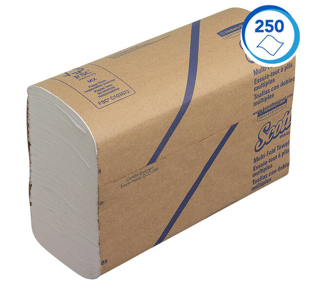 Handdoek Scott m-vouw 1-laags 203x240mm 16x250 vel wit 3749