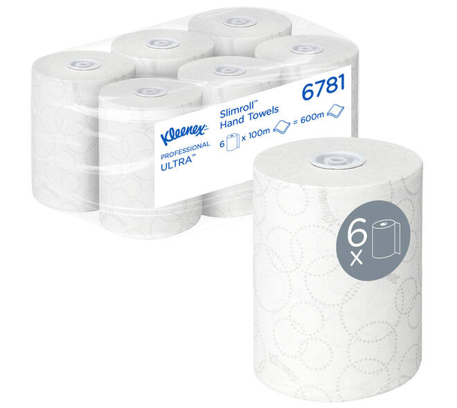 Handdoekrol Kleenex Ultra Slimroll 2-laags 100m wit 6781