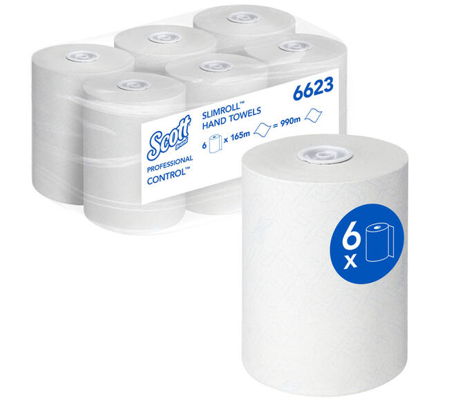 Handdoekrol Scott Control Slimroll 1-laags 165m wit 6623