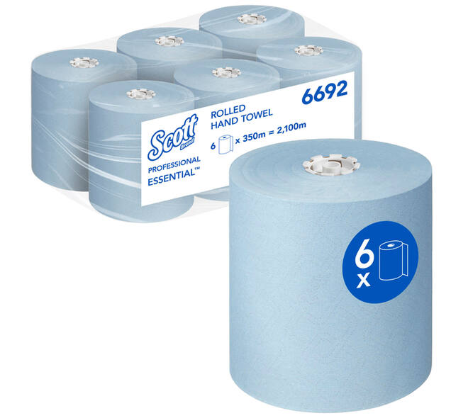Handdoekrol Scott Essential 1-laags 350m blauw 6692