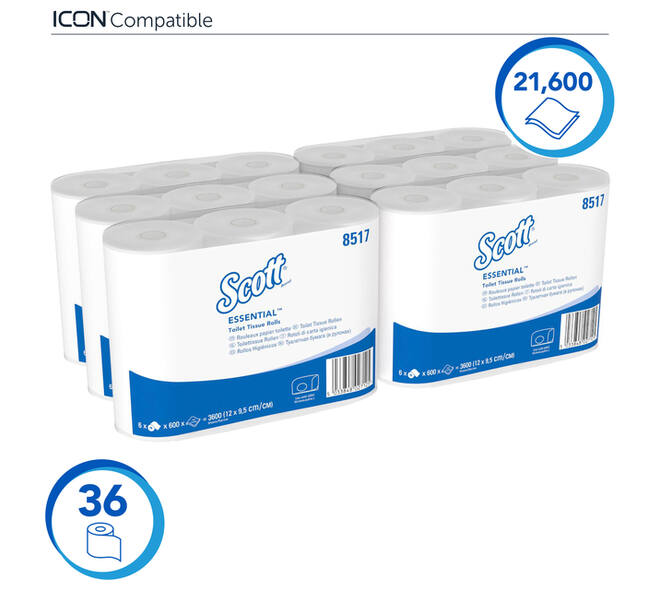 Toiletpapier Scott Essential 2-laags 600 vel wit 8517