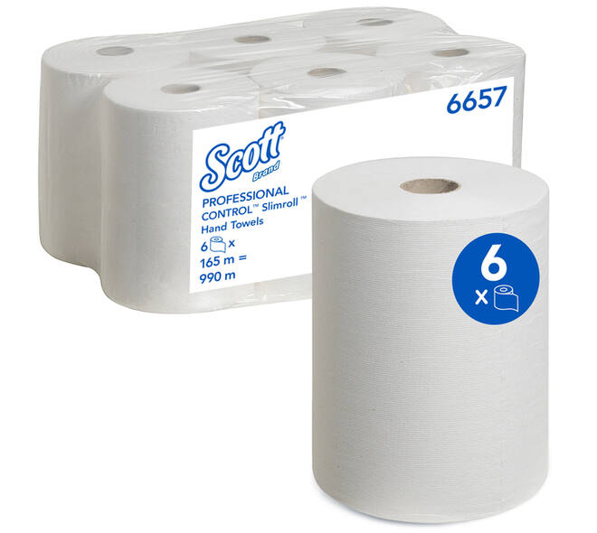 Handdoekrol Scott Control Slimroll 1-laags 165m wit 6657