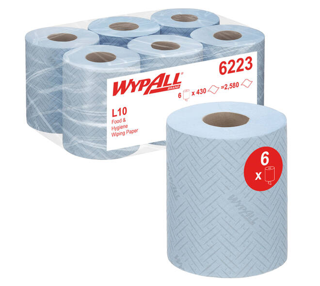 Poetspapier WypAll L10 GeneralClean 1-laags 430 vel blauw 6223