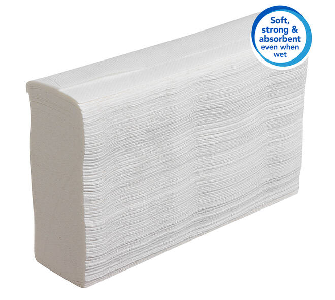 Handdoek Scott Slimfold m-vouw 1-laags 190x300mm 16x110 vel wit 5856