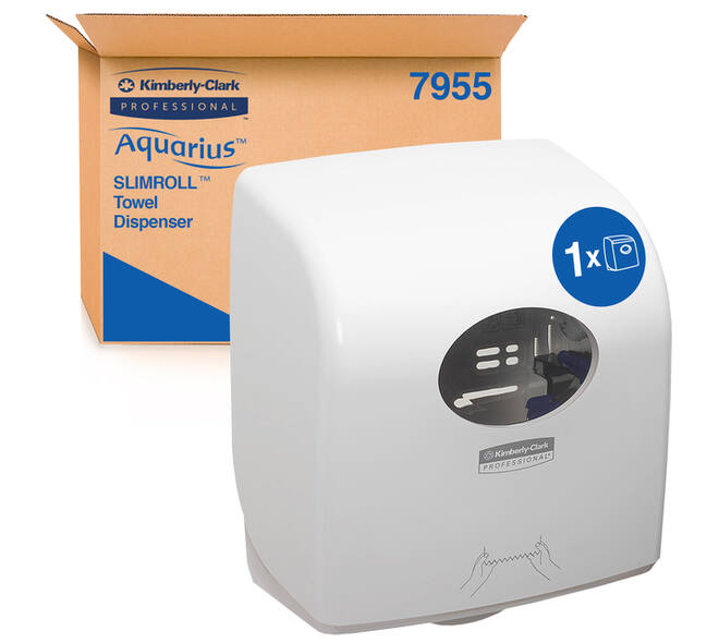 Handdoekroldispenser Kimberly Clark Aquarius Slimroll wit 7955