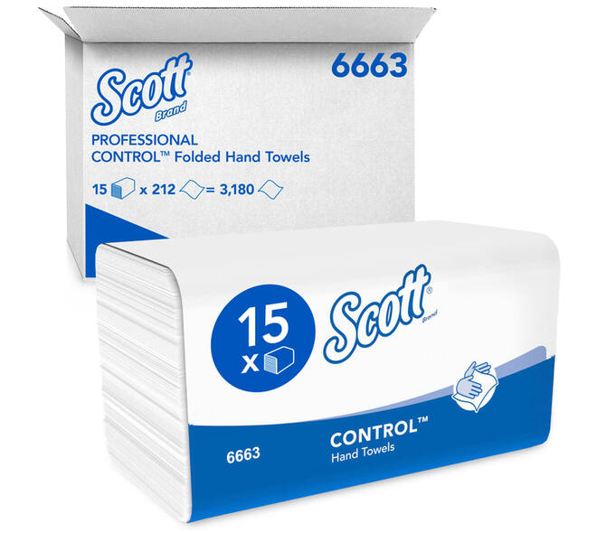 Handdoek Scott Control i-vouw 1-laags 215x315mm 15x212 vel wit 6663