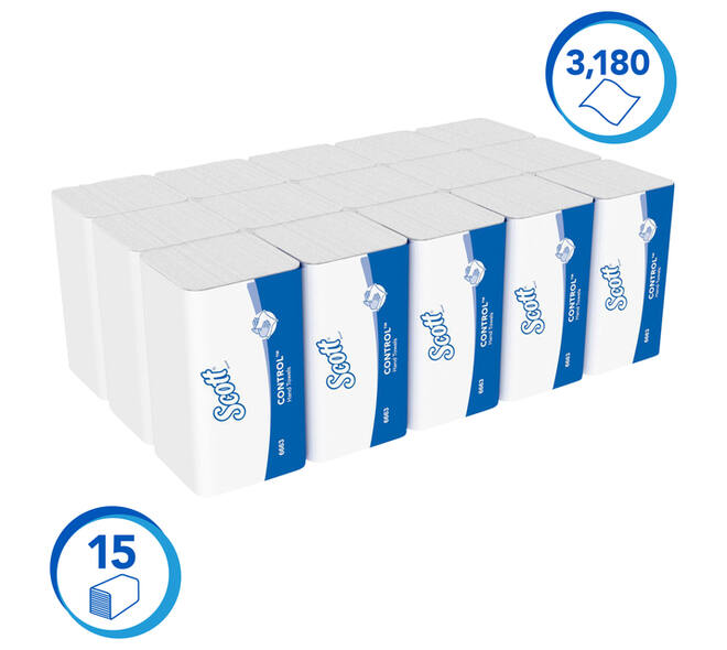 Handdoek Scott Control i-vouw 1-laags 215x315mm 15x212 vel wit 6663