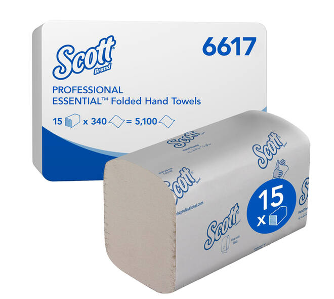 Handdoek Scott Essential i-vouw 1-laags 200x212mm 15x340 vel wit 6617