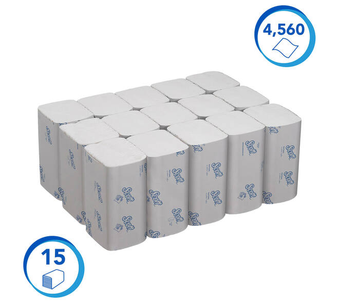 Handdoek Scott Control i-vouw 1-laags 200x210mm 15x304 vel wit 6689