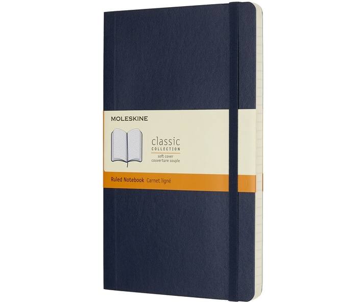 Notitieboek Moleskine large 130x210mm lijn soft cover sapphire blue