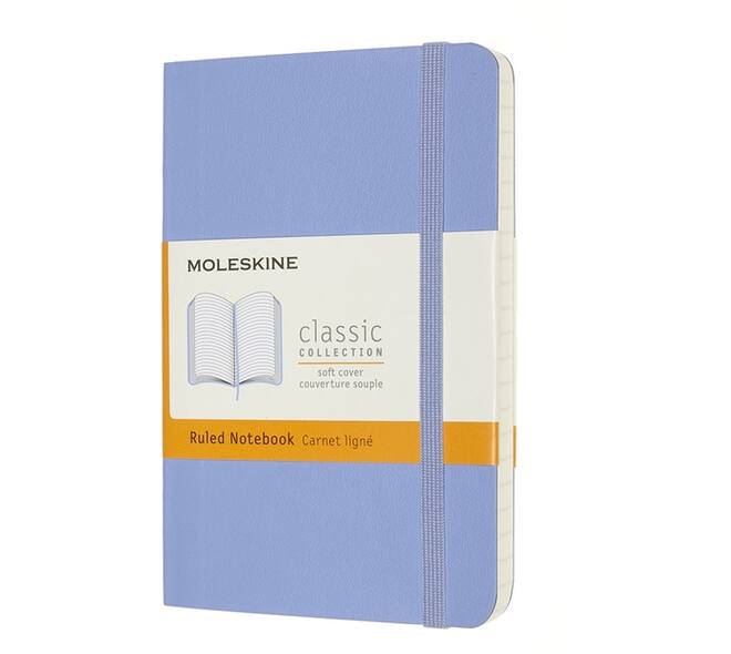 Notitieboek Moleskine pocket 90x140mm lijn soft cover hydrangea blue