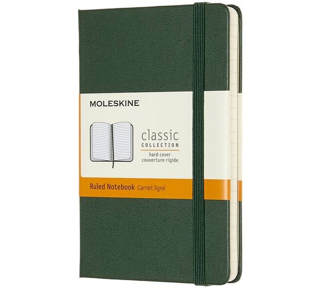 Notitieboek Moleskine pocket 90x140mm lijn hard cover myrtle green