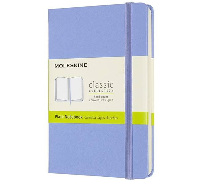 Notitieboek Moleskine pocket 90x140mm blanco hard cover hydrangea blue