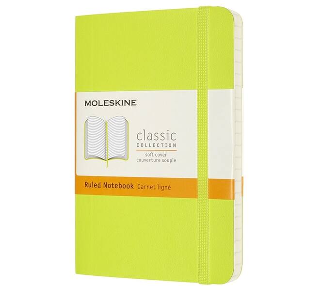 Notitieboek Moleskine pocket 90x140mm lijn soft cover lemon green